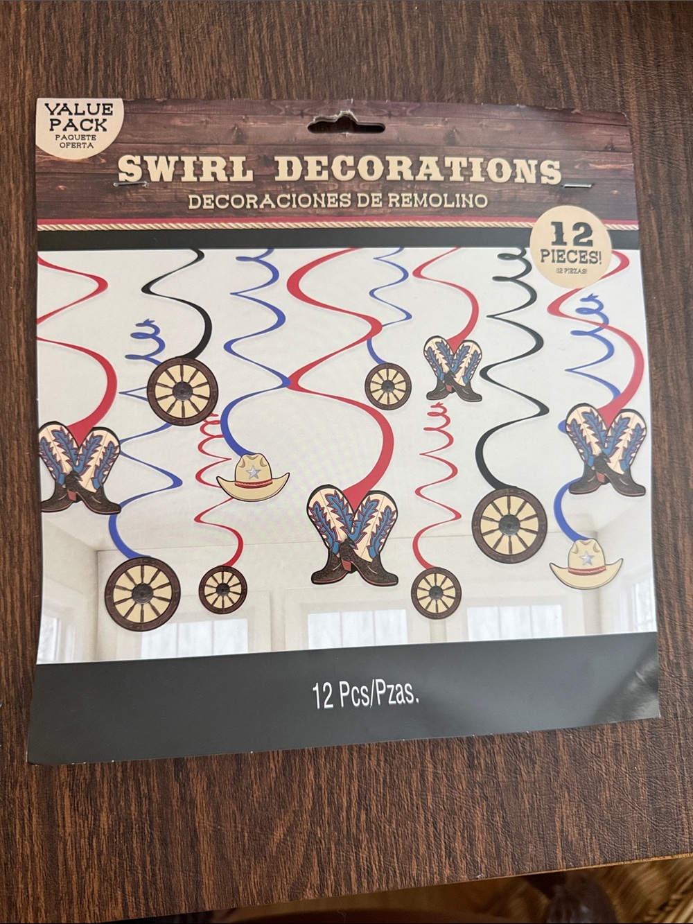 Swirl Decorations Cowboy Party Hanging Swirls - Red, Blue, Black